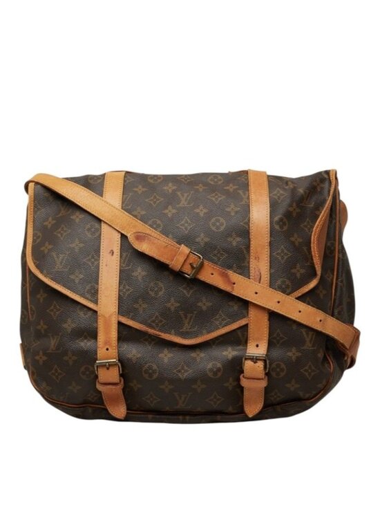 Louis Vuitton Handbags - Louis Vuitton Monogram Saumur 35 Crossbody Shoulder Bag Brown Leather